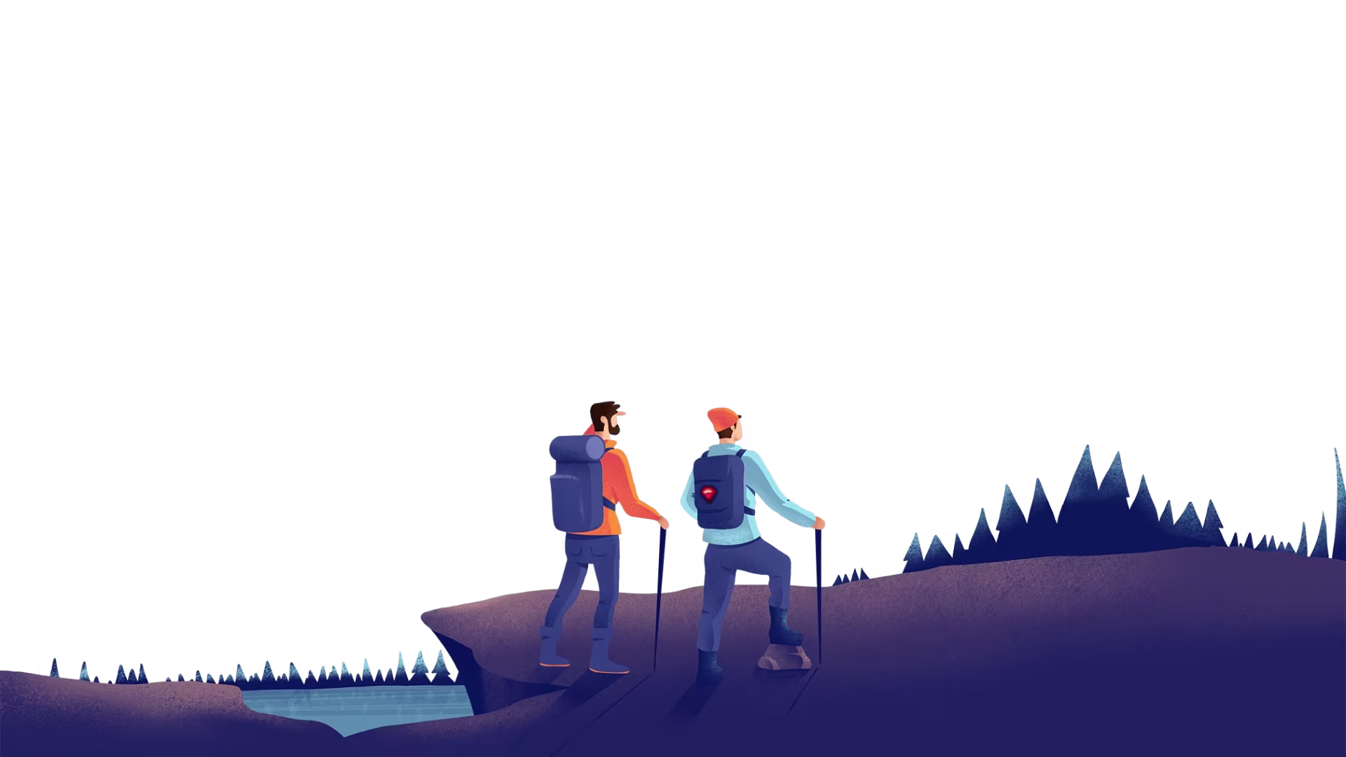 Hikers on mountain ridge