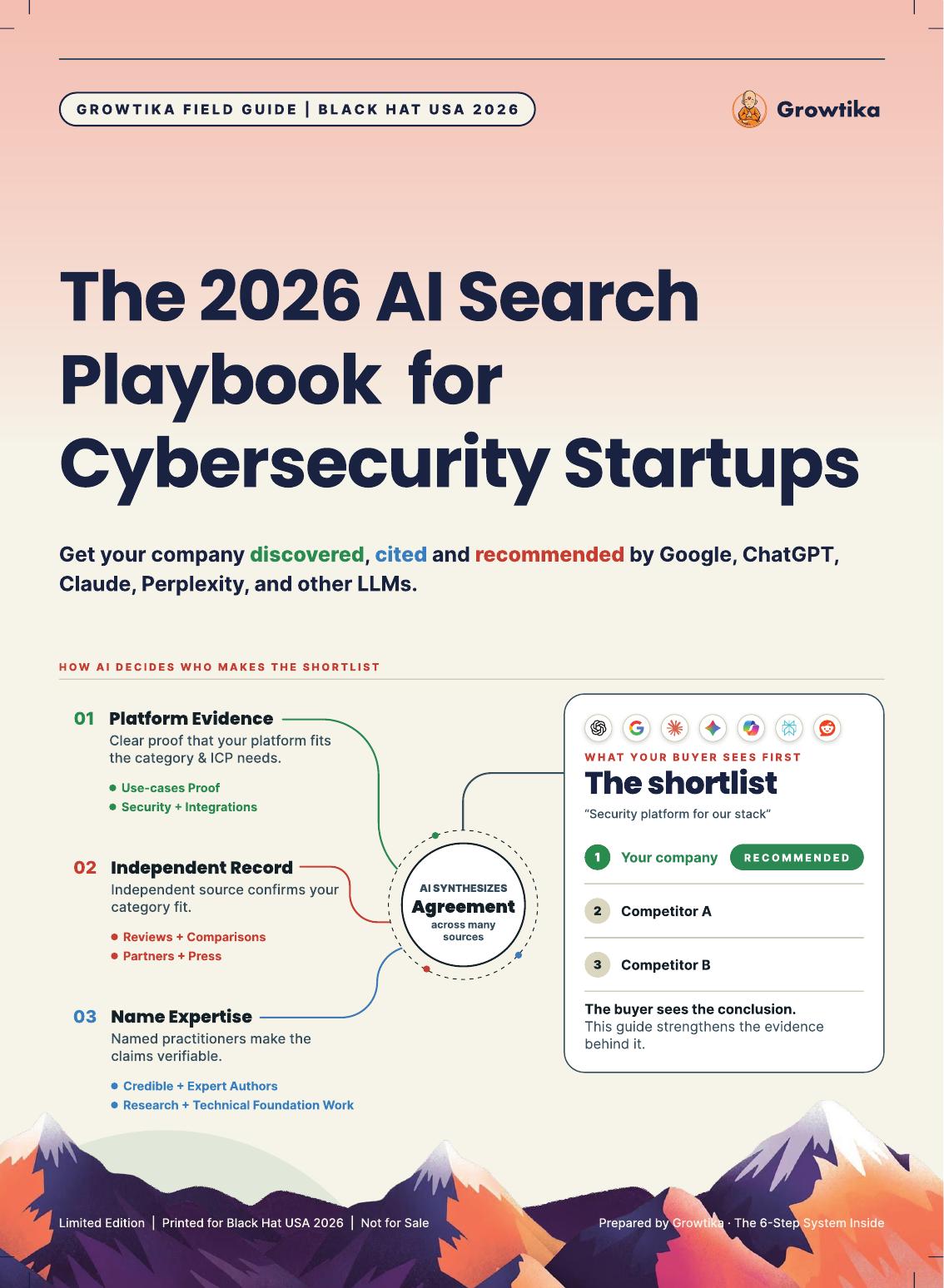 Cover of the Growtika 2026 AI Search Playbook for Cybersecurity Startups field guide
